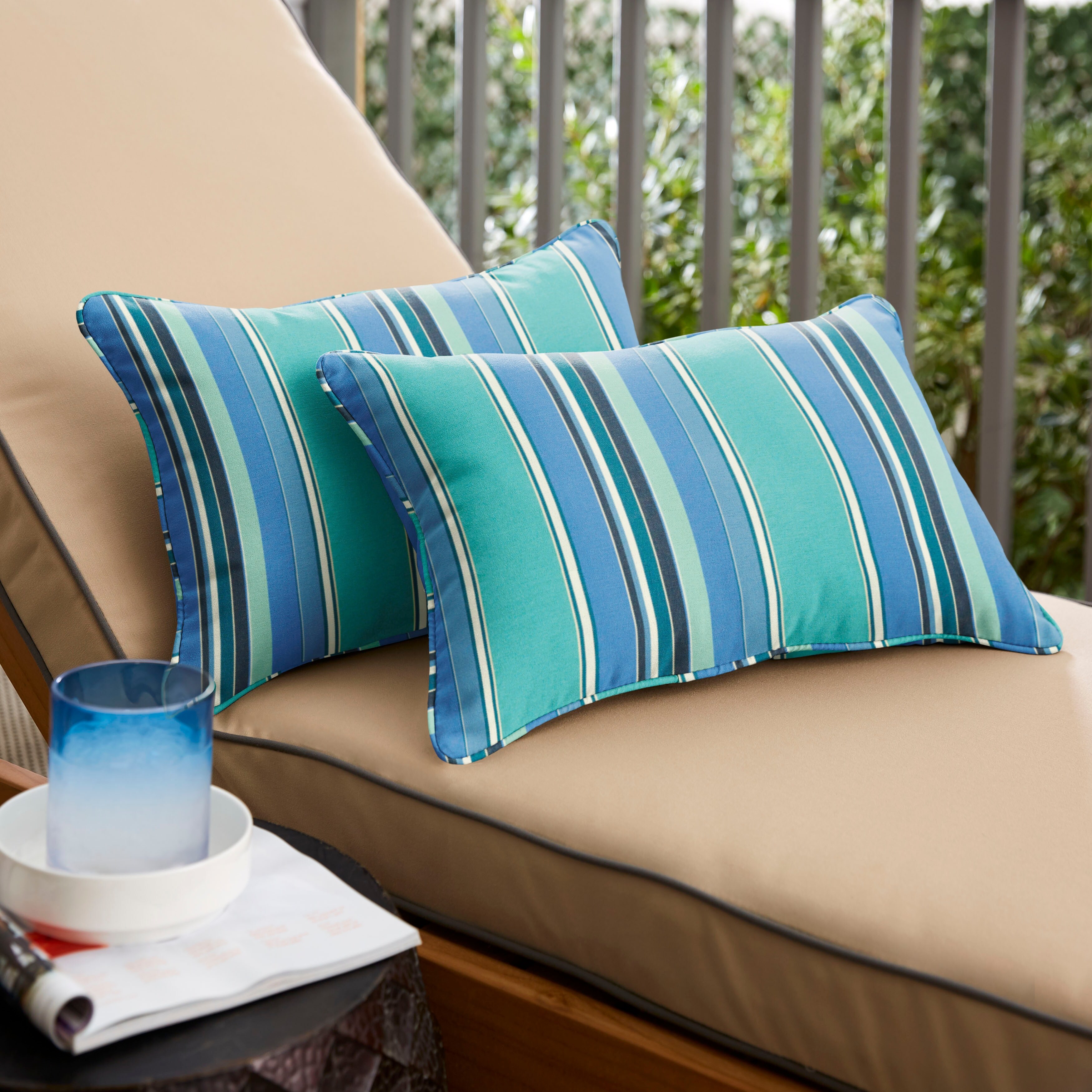 Sorra Home Dolce Oasis Corded Outdoor Pillows with Sunbrella Fabric (Set of 2)