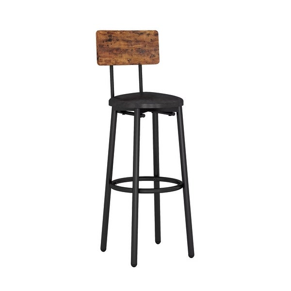 3-Piece Industrial Bar Table Set with 2 PU Leather Stools， Round Counter Height Dining Table Set for Pub， Bistro， Cafe