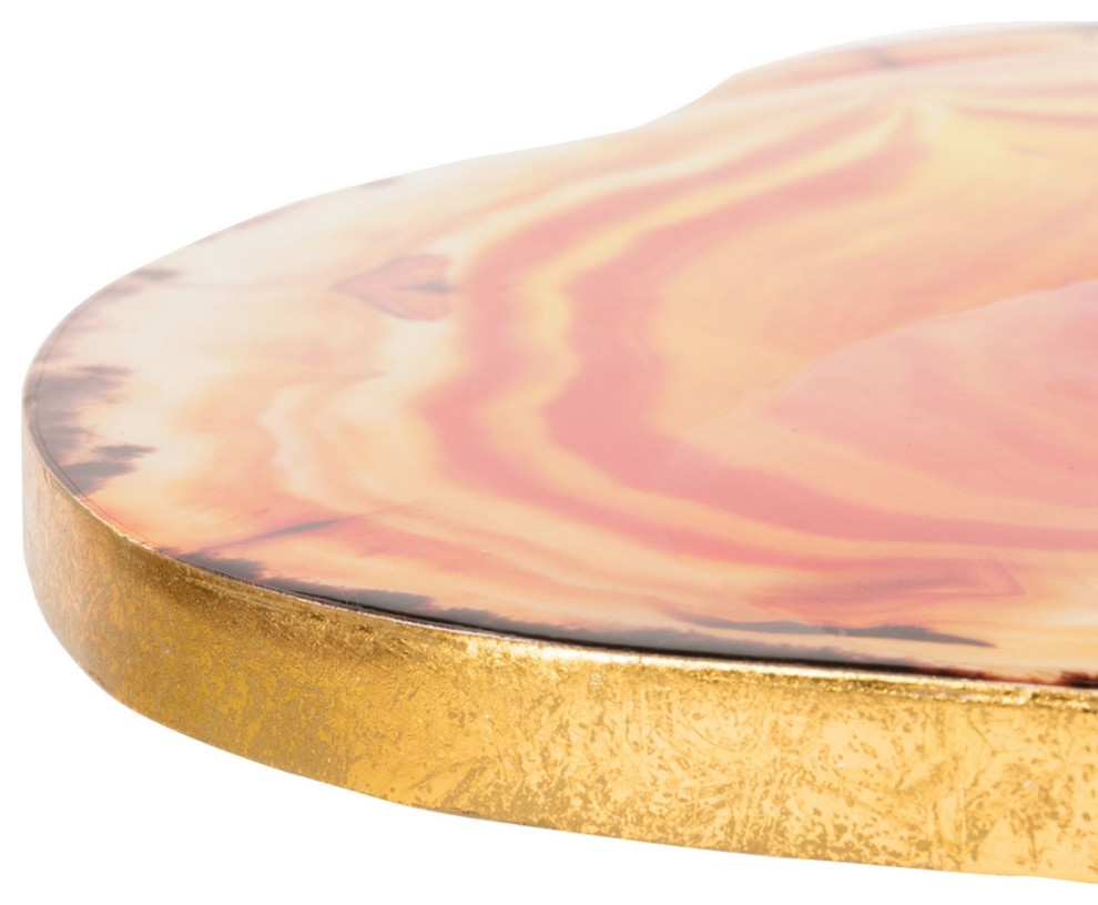 Shelley Faux Agate Side Table Multi Orange/Gold   Modern   Side Tables And End Tables   by Virgil Stanis Design  Houzz