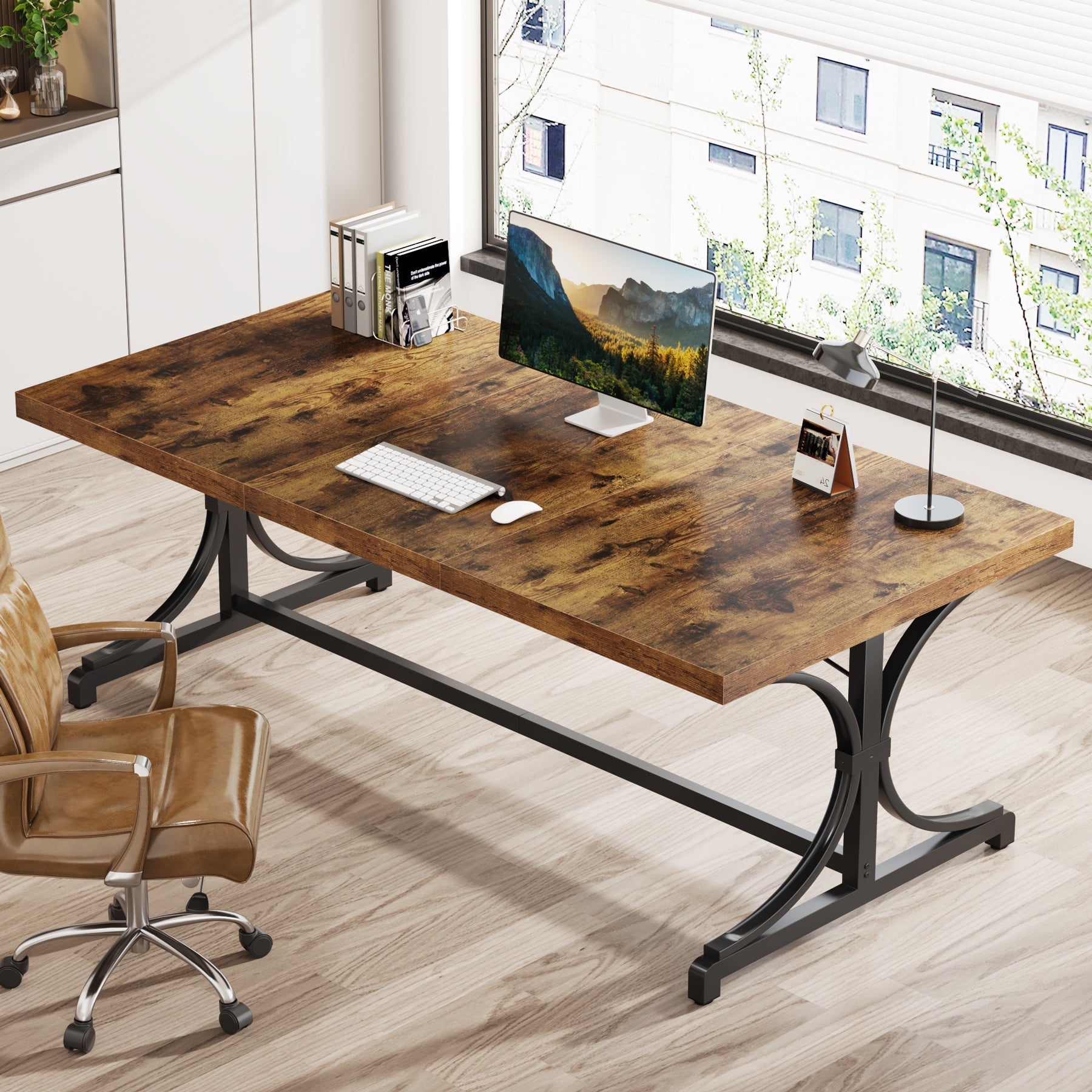 62.4-Inch Executive Desk, Rectangle Conference Table for 4-6 People