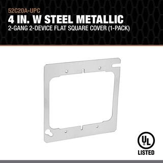 Southwire 4 in. W Steel Metallic 2-Gang 2-Device Flat Square Cover (1-Pack) 52C20A-UPC