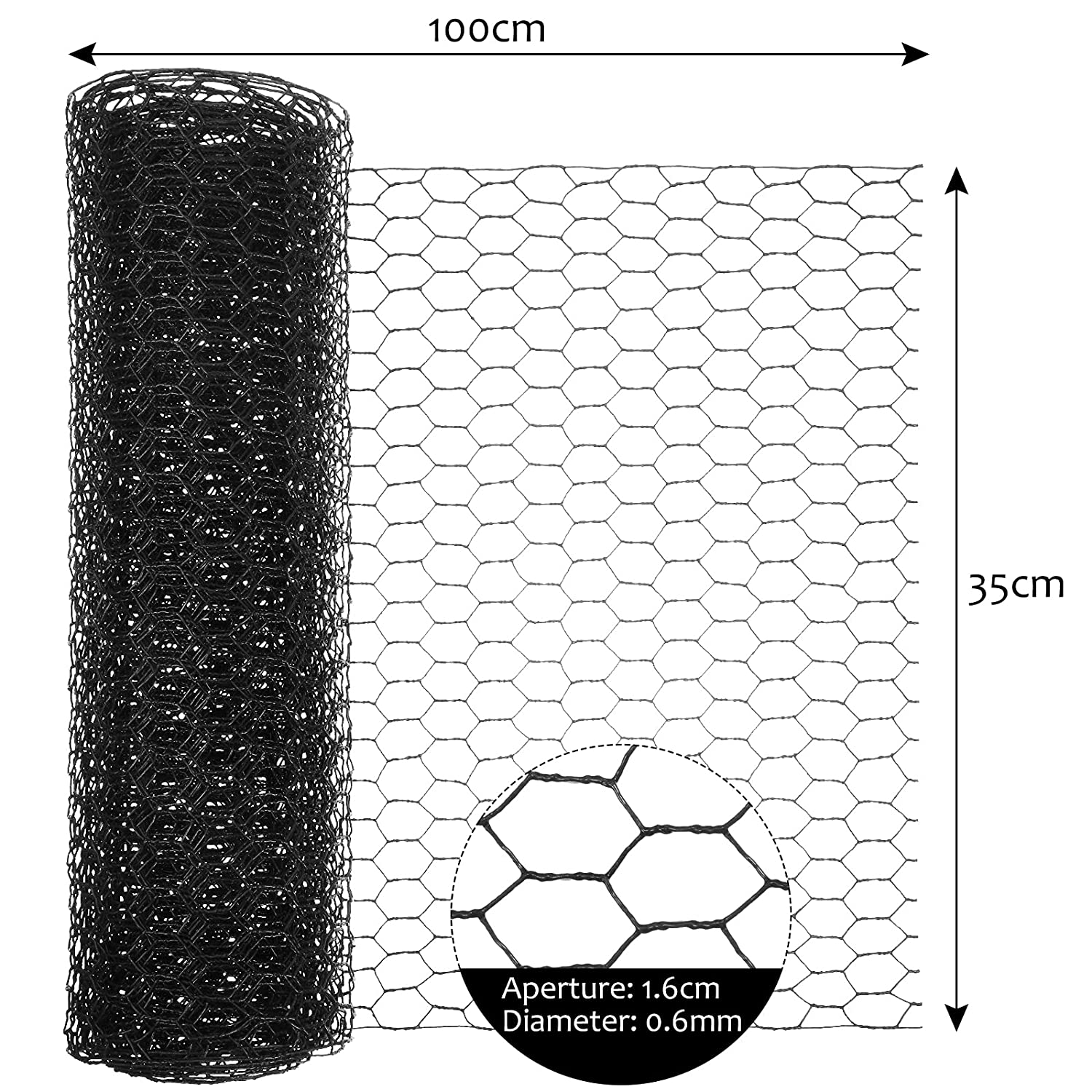 2 Sheets Chicken Wire Net for Craft Work, Galvanized Hexagonal Wire Mesh (Black,13.7 x 40 Inches)