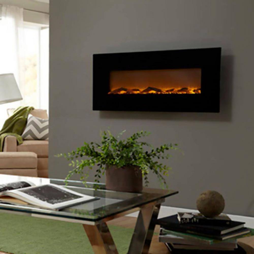 EdenBranch 50 in. LED Wall-Mounted Electric Fireplace with Log Wood Effect 141002