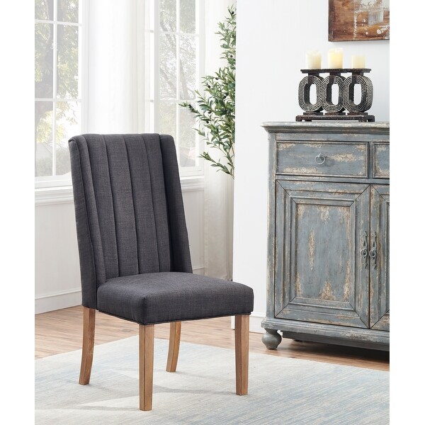 Somette Toffee Brown and Charcoal Grey Upholstered Accent Chairs， Set of 2