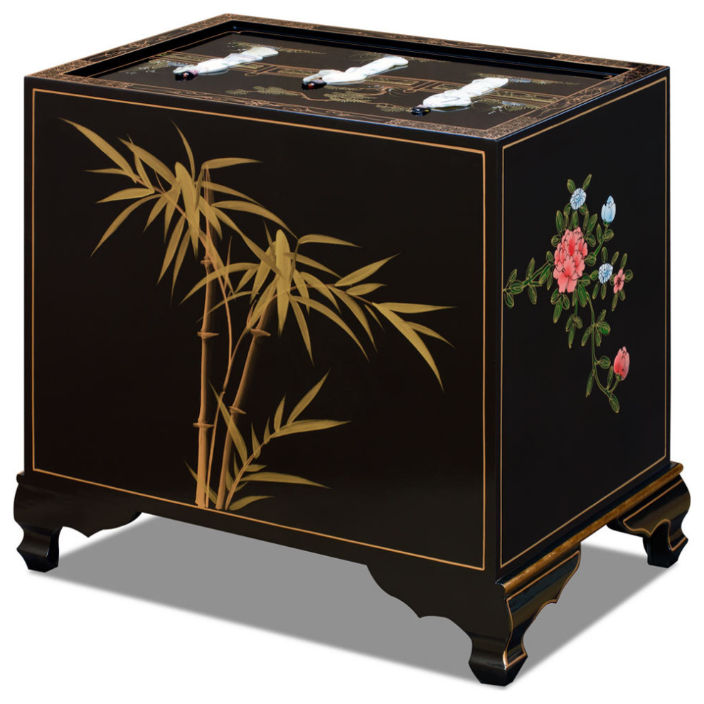 Black Lacquer Mother of Pearl Oriental Accent Cabinet   Asian   Side Tables And End Tables   by China Furniture and Arts  Houzz