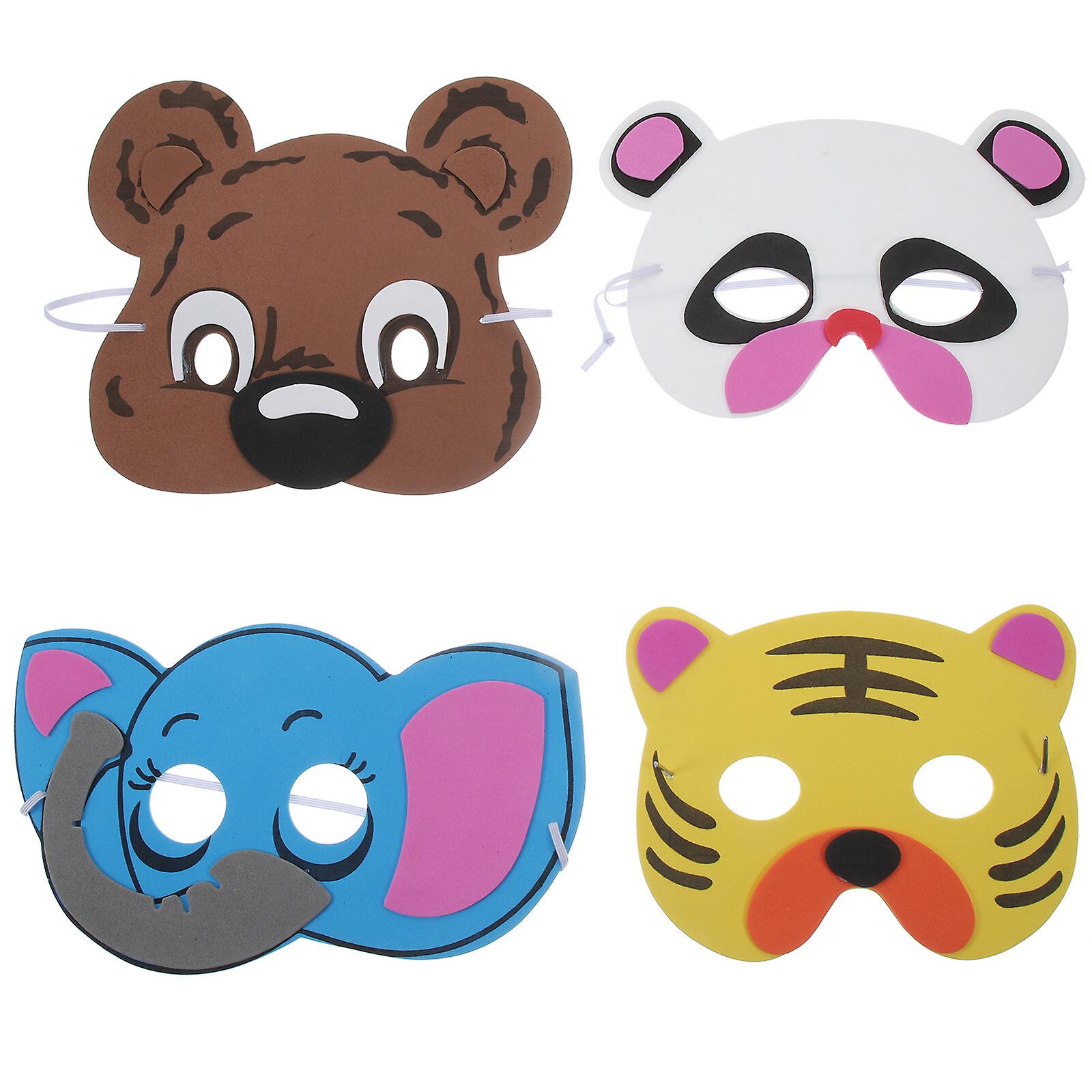 4pcs Animal Masks Animal Cosplay Face Mask Halloween Masks Dress-up Party Supplies