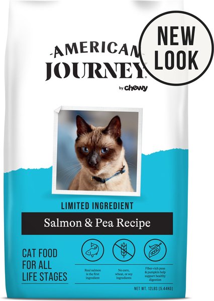 American Journey Grain-Free Limited Ingredient Salmon and Pea Recipe Dry Cat Food， 12lb bag