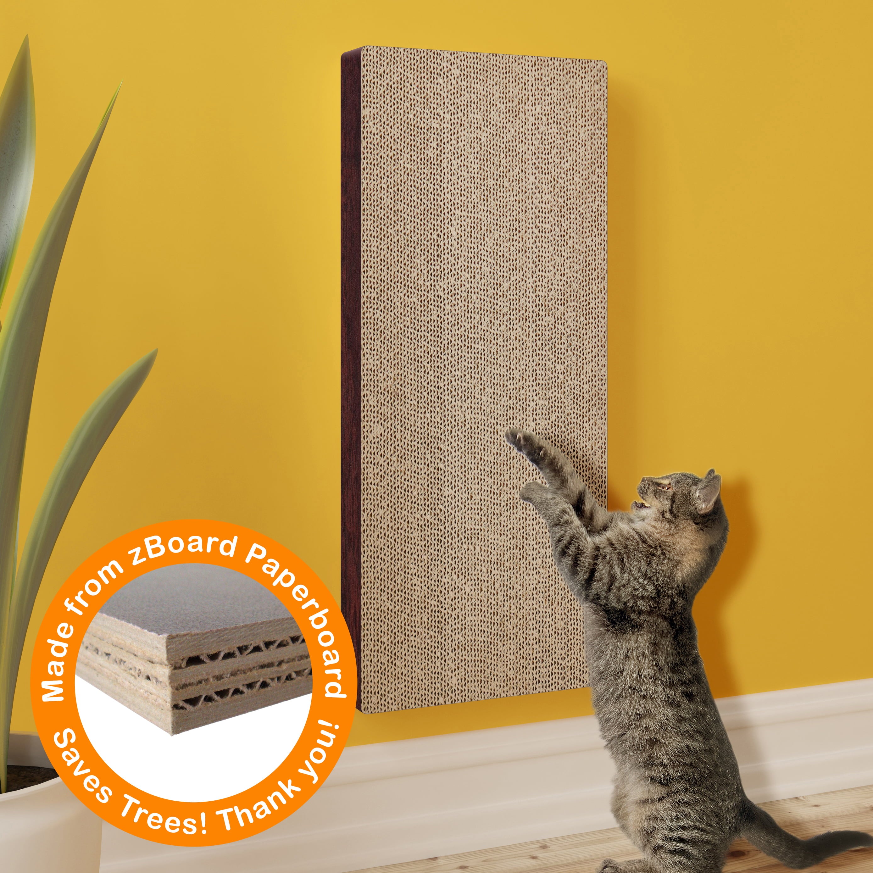 Way Basics Eco-friendly Wall Mount Scratch Pad Cat Scratcher， Espresso