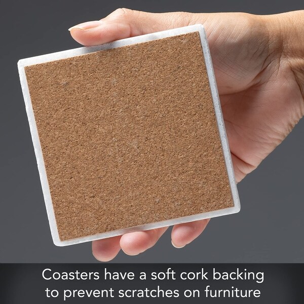 4 Pack Authentic Natural Marble Stone Cork Backed Coasters 4