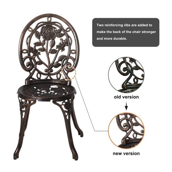 Outdoor Patio Cast Aluminum 3 Piece Bistro Set