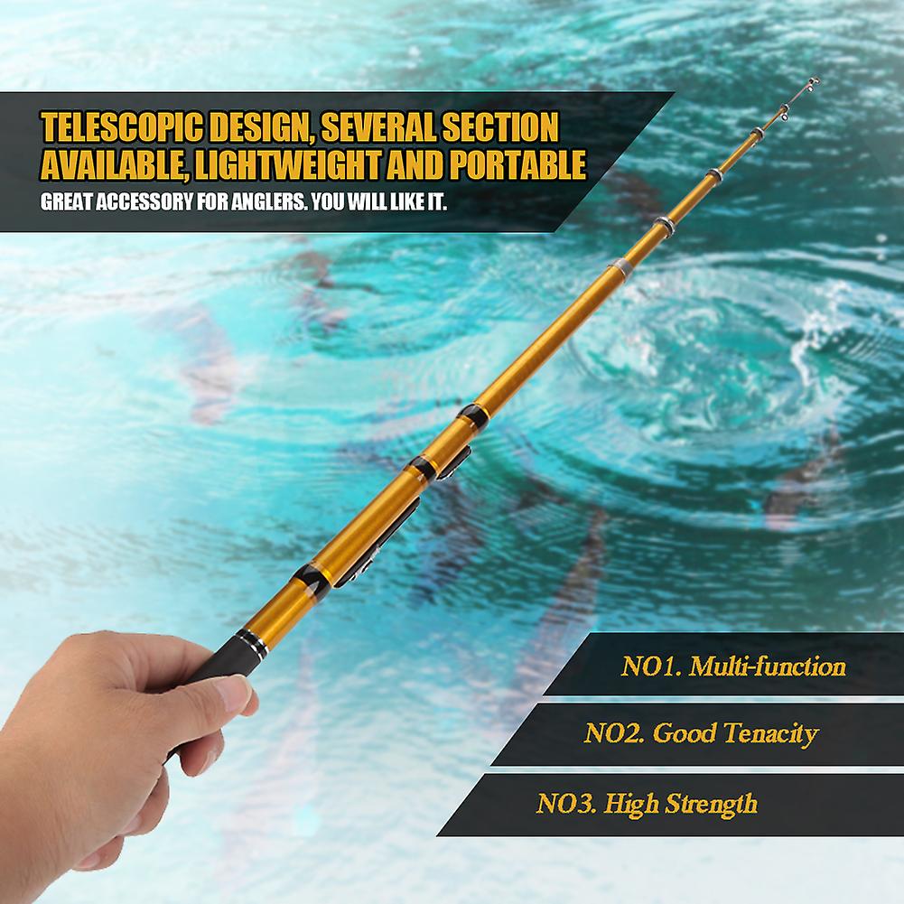 Mini Glass Fiber Telescopic Ultra-light Casting Rock Sea Fishing Rod Pole Gold (2.1m)