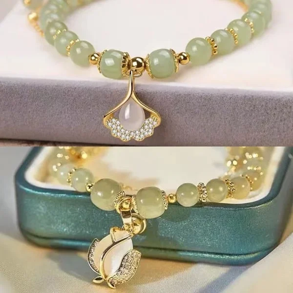 🔥  BUY 1 GET 1 FREE 💞--Lucky Wada Jade gold leaf bracelet