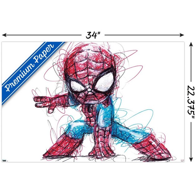 Trends International Marvel Comics Spider man Sketch Unframed Wall Poster Prints