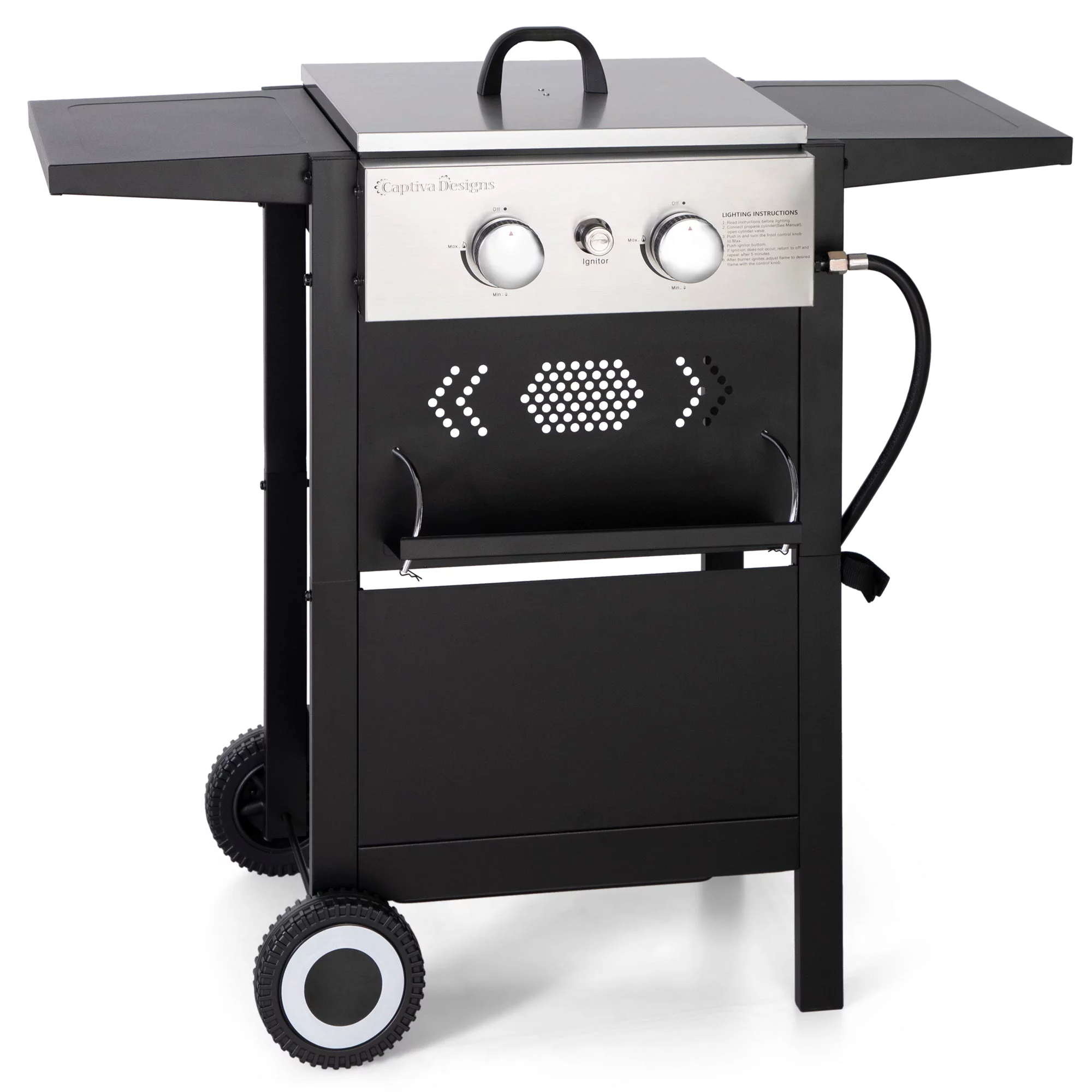 Sophia and William 2-Burner Gas Grill and Griddle Combo with Wheels