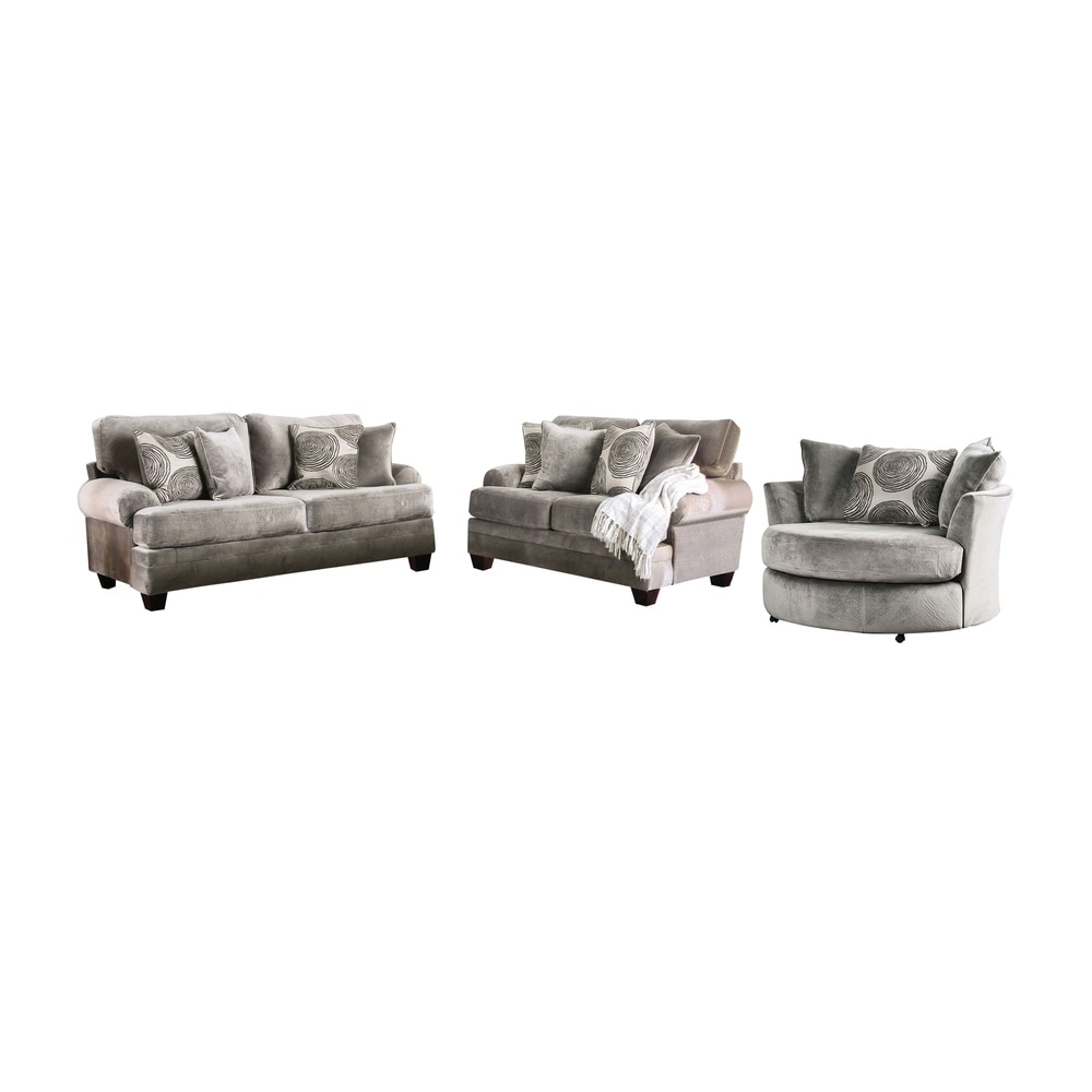 Jeta Contemporary Microfiber 3 Piece Living Room Set by Furniture of America