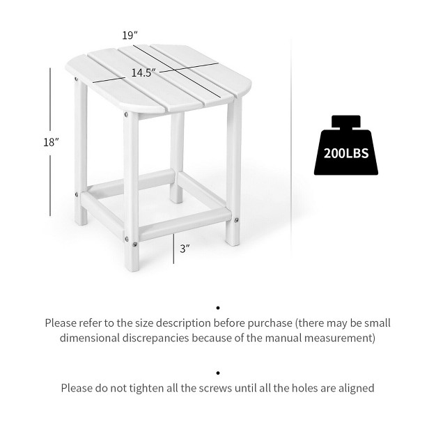 Costway 18 x27 x27 Patio Adirondack Side Table Weather Resistant Garden Yard White