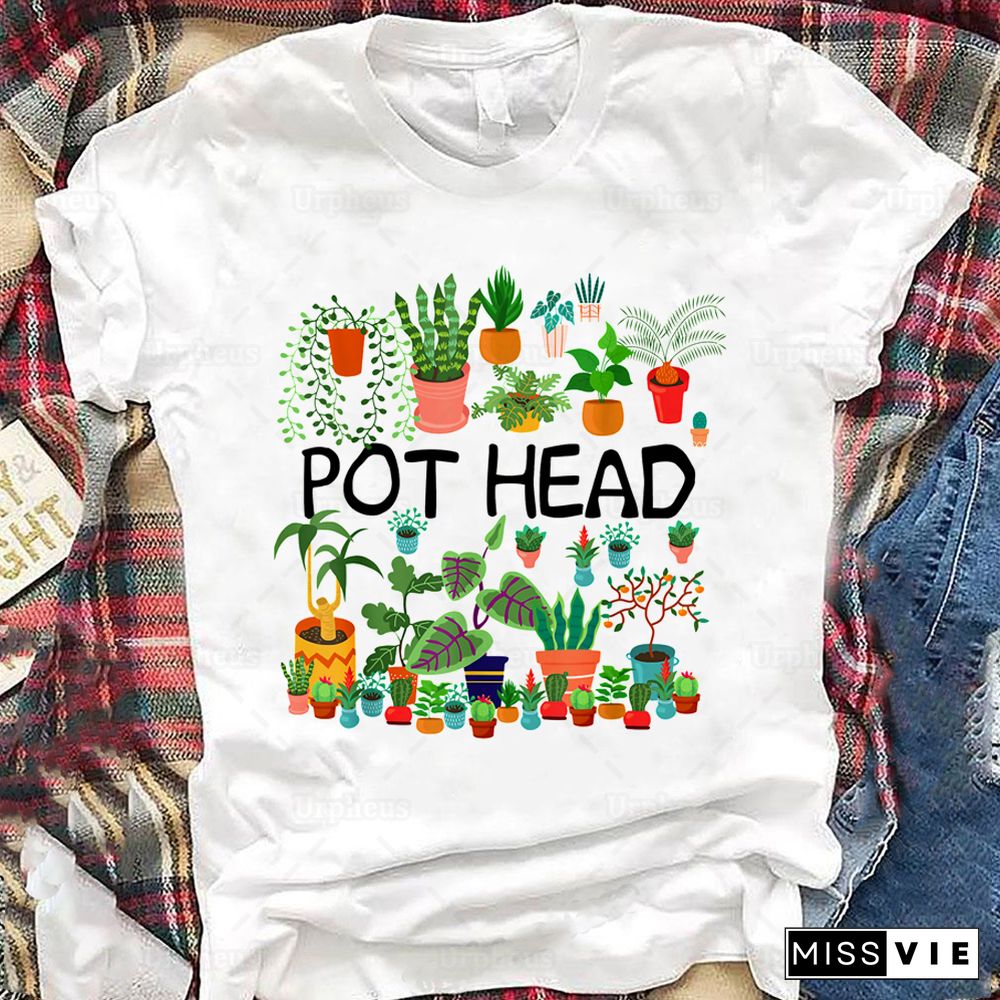 Funny Succulent Design Pot Head T ShirtFor Plant Lovers Gift Gardeners Graphic Cotton Tees