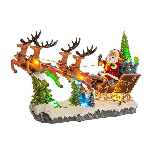 Kurt Adler 8.7Inch BatteryOperated LED Musical Santa and Sleigh Table Piece