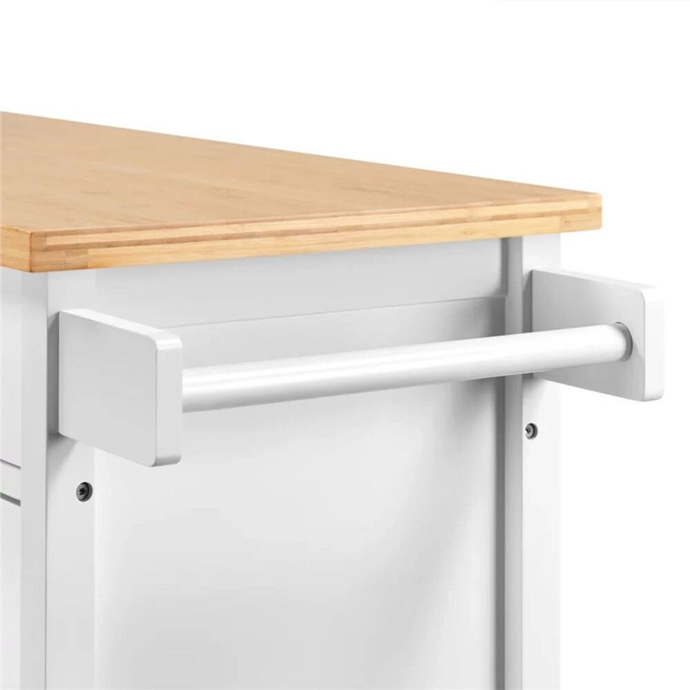 Modern Kitchen Island  Kitchen Cart With Locking Wheels  White