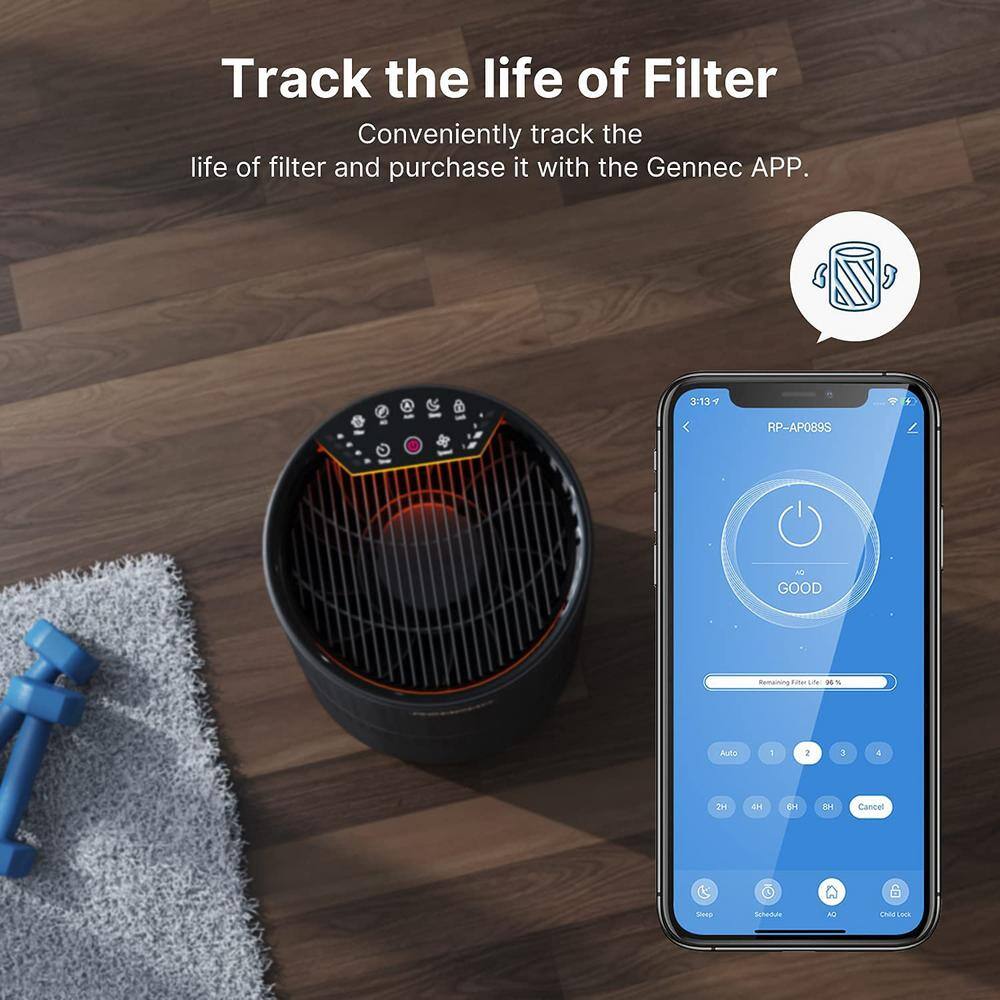 RENPHO Air Purifier Air Cleaner for Home Large Room 960 sq.ft. HEPA Filter in Black WiFi and Alexa Control through APP Black PUS-RP-AP089S-BK