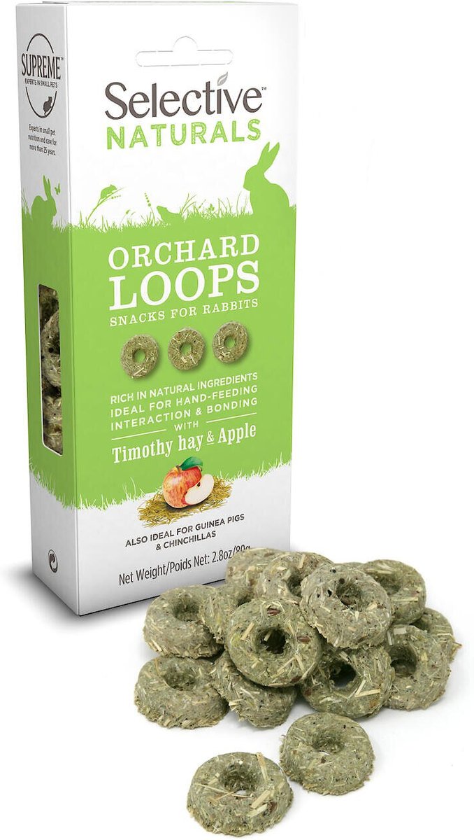 Science Selective Orchard Loops Timothy Hay and Apple Small Animal Treats， 2.8-oz box， case of 4