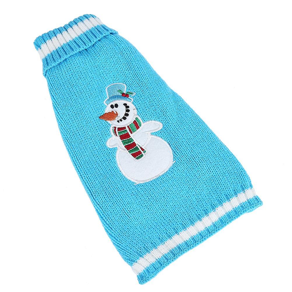 1Pc Pet Winter Warm Clothes Christmas Blue Snowman Sweater for Large Dogs(XS)