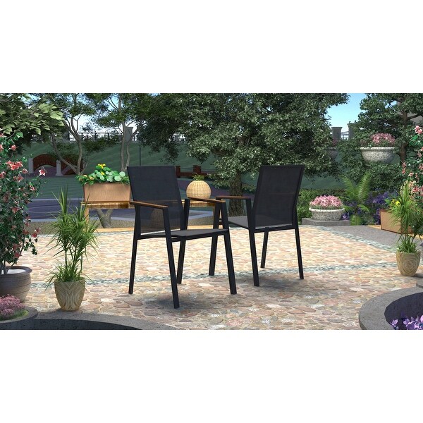 Laco Dark Grey 9Piece Aluminum Outdoor Dining Set with Sling Set in Smoke Grey