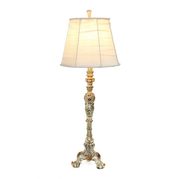 Antique Style Buffet Table Lamp With Ruched Shade Cream Elegant Designs