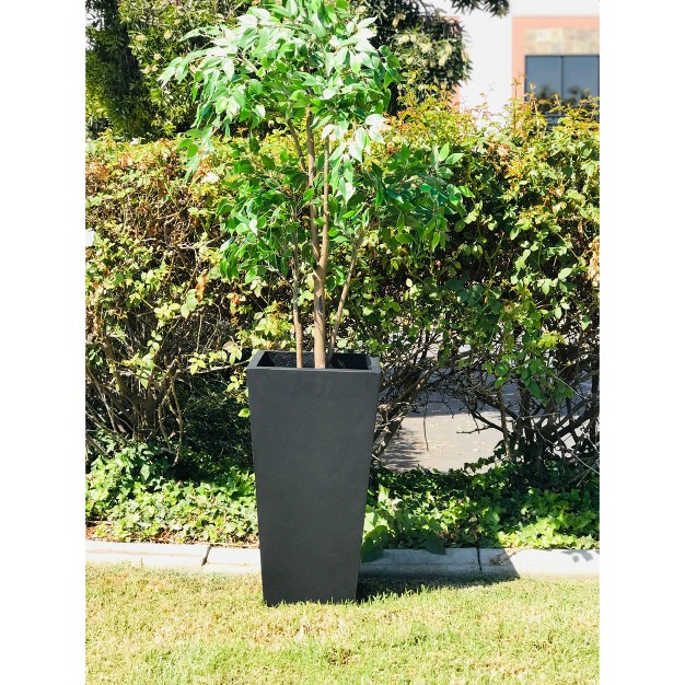 Kante Lightweight Concrete Modern Tapered Tall Square Outdoor Planter Black Rosemead Home amp Garden Inc