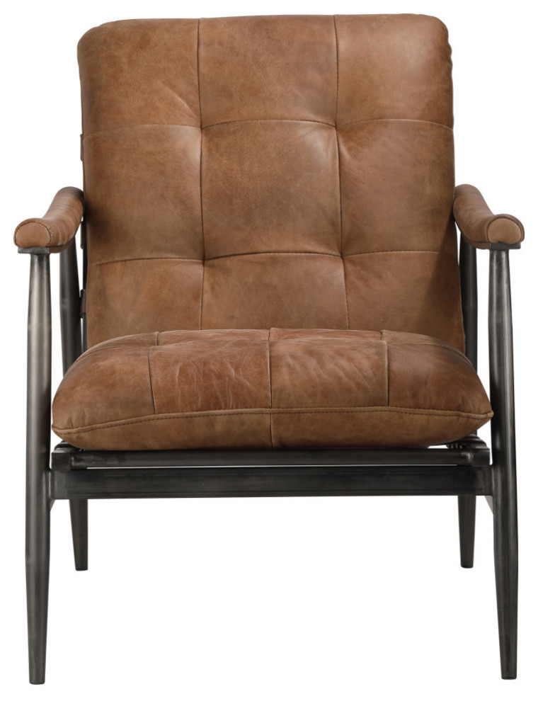 Shubert Accent Chair Open Road Brown Leather   Midcentury   Armchairs And Accent Chairs   by Moe  x27s Home Collection  Houzz