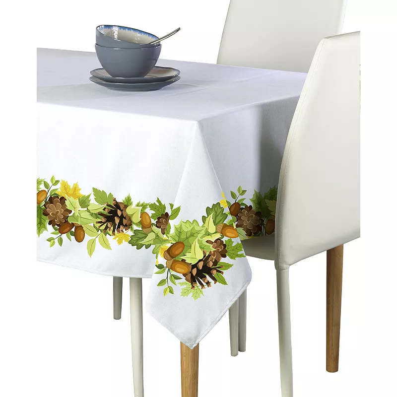 Rectangular Tablecloth， 100% Polyester， 60x104， Pinecones Leaves Garland