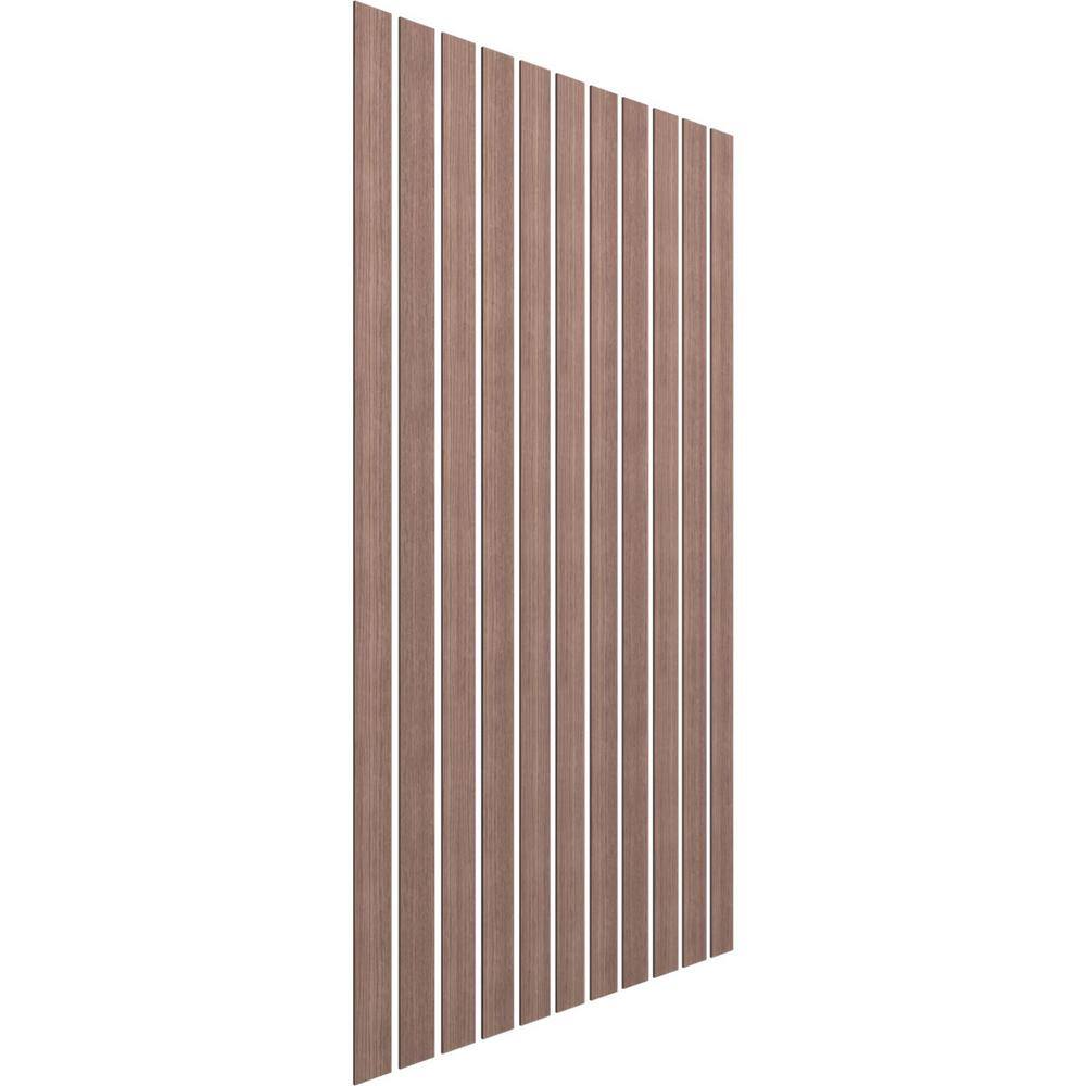 Ekena Millwork 94-in H x-14-in T Adjustable Wood Slat Wall Panel Kit w4-in W Slats Walnut (contains 11 Slats) SWW55X94X0250WA