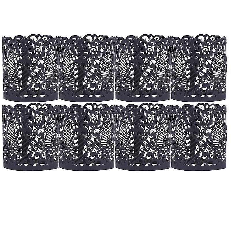 20pcs Fashion Led Electronic Candle Lamp Shade Birthday Party Tea Wax Lamp Paper Flower (black)