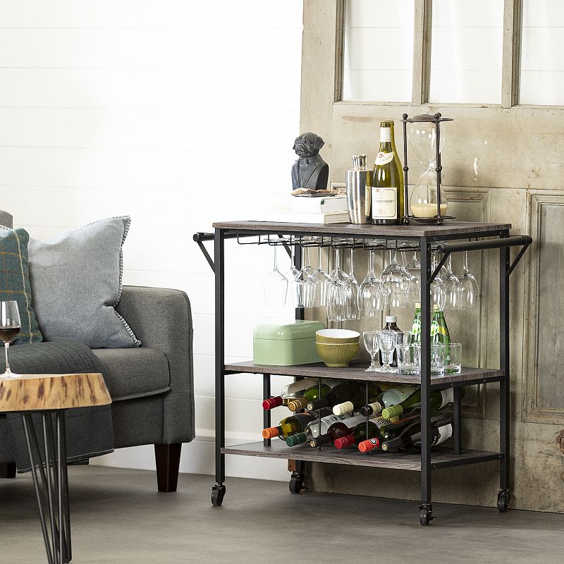 South Shore Munich Bar Cart with Wine Rack