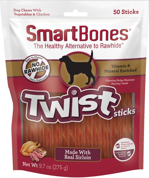 SmartBones Sirloin Twistz Sirloin Dog Treats， 50 count