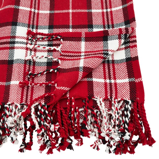 Plaid Cotton Throw Red Saro