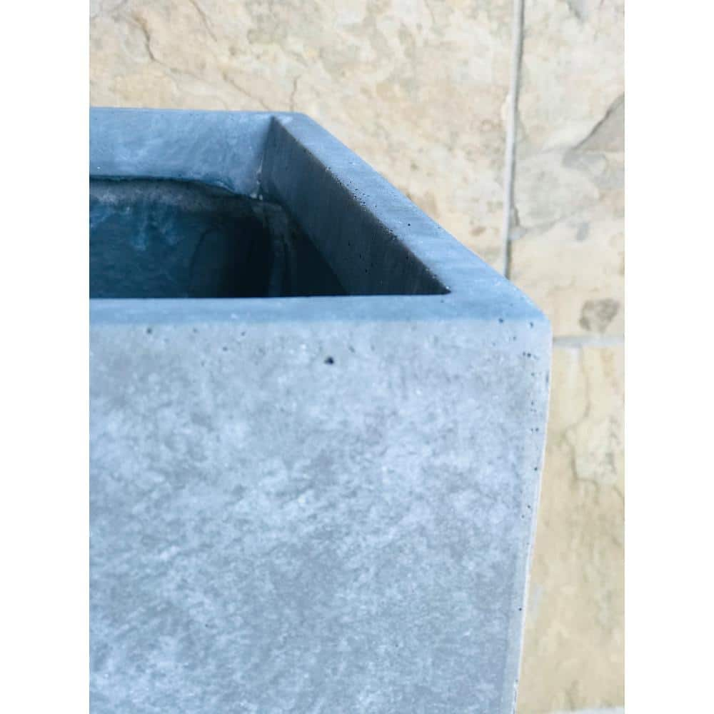 KANTE 19 in. Tall Slate Gray Lightweight Concrete Square Outdoor Planter (Set of 3) RF0007ABC-C60611