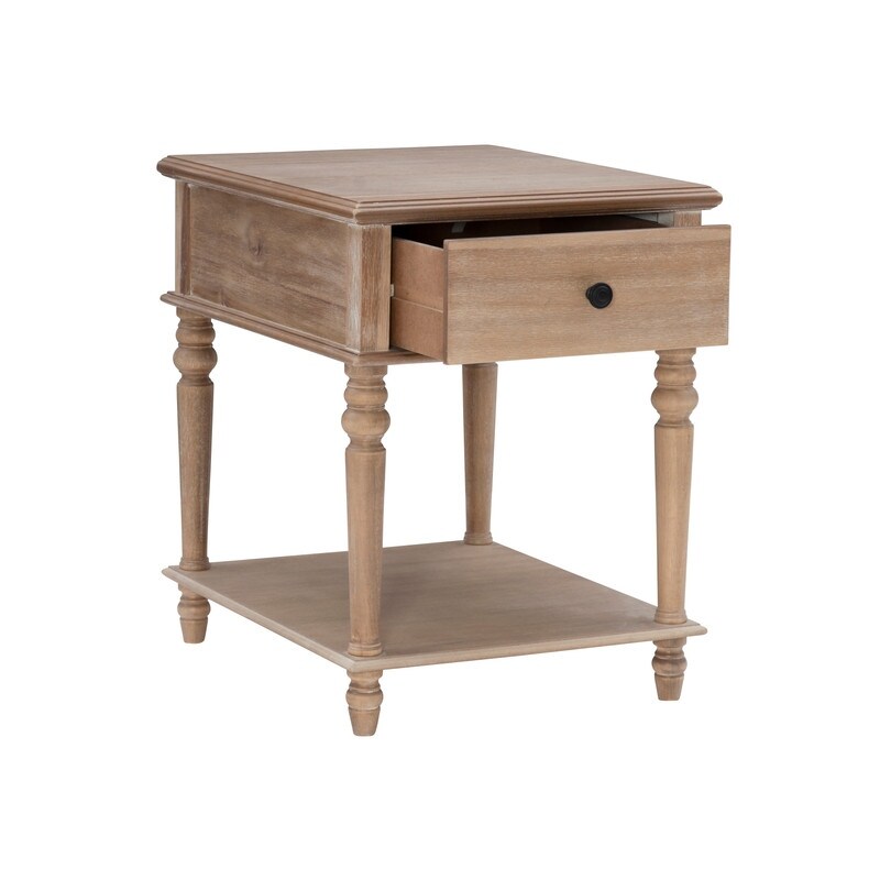 Jowin Classic Wood Side Table with Storage