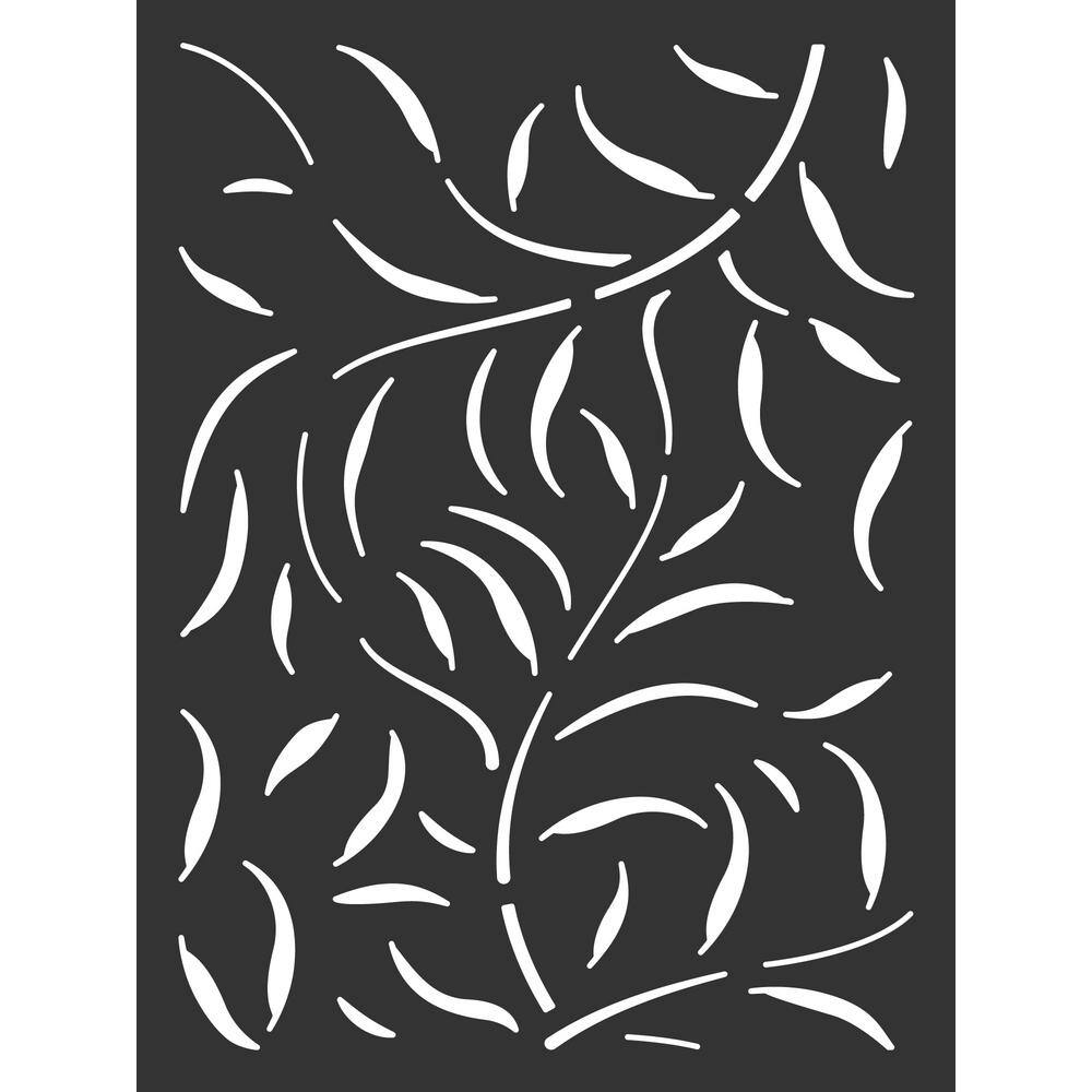 OUTDECO 4 ft. x 3 ft. Black Leafspray Hardwood Composite Decorative Wall Decor and Privacy Panel USADSWL2-BL