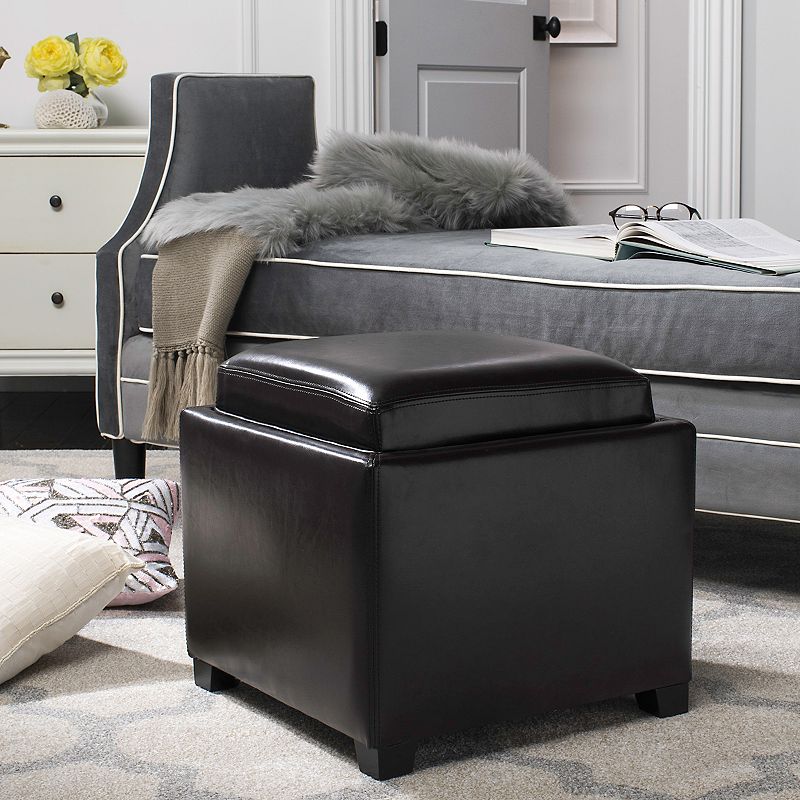 Safavieh Bobbi Leather Tray Storage Ottoman