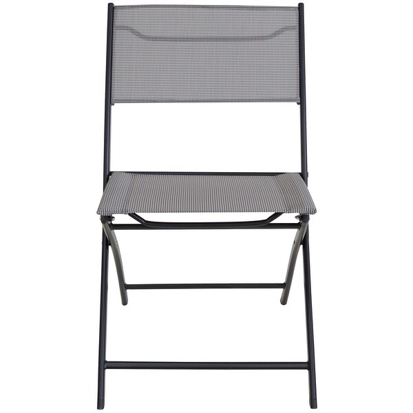 3Piece set Folding Table and two Chair Seats foldable Gray Party Dining Event