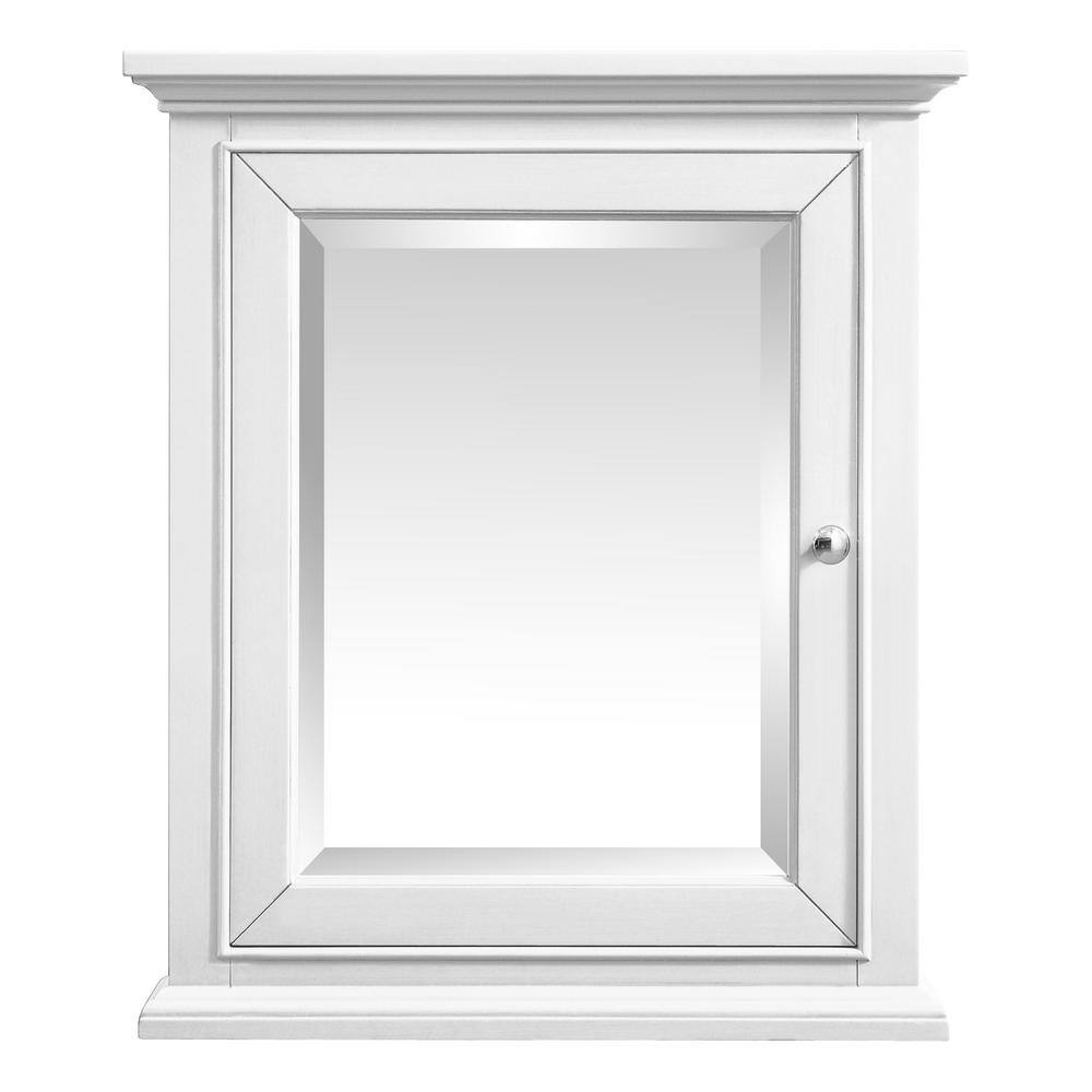 Home Decorators Collection 24 in. W x 28 in. H Framed Rectangular Beveled Edge Bathroom Vanity Mirror in White finish 15101-MC24-WT