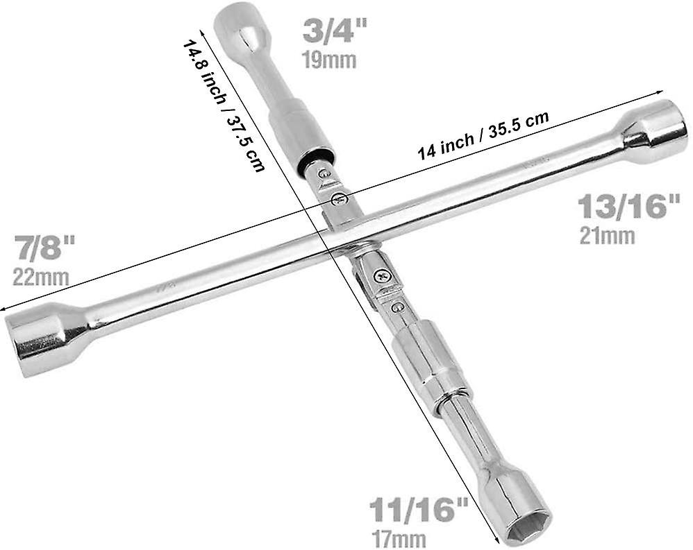 Folding Pin Wrench， Universal Strong And Sturdy 4-way Cross Spanners， For Sliding Iron Tires Automobiles Tire Repair Car Accessory Silver