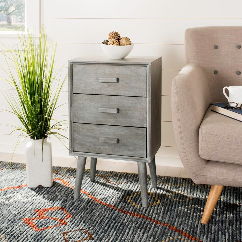 Mona 3 Drawer Chest  Slate Gray   Midcentury   Side Tables And End Tables   by Rustic Home Furniture Deco  Houzz