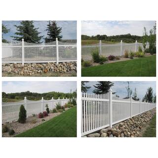 Weatherables Barrington 4 ft. H x 8 ft. W White Vinyl Picket Fence Panel Kit PWPI-1.5NRSC-4X8