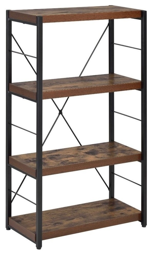 Acme Bookshelf in Weathered Oak and Black Finish 92399   Industrial   Bookcases   by HedgeApple  Houzz