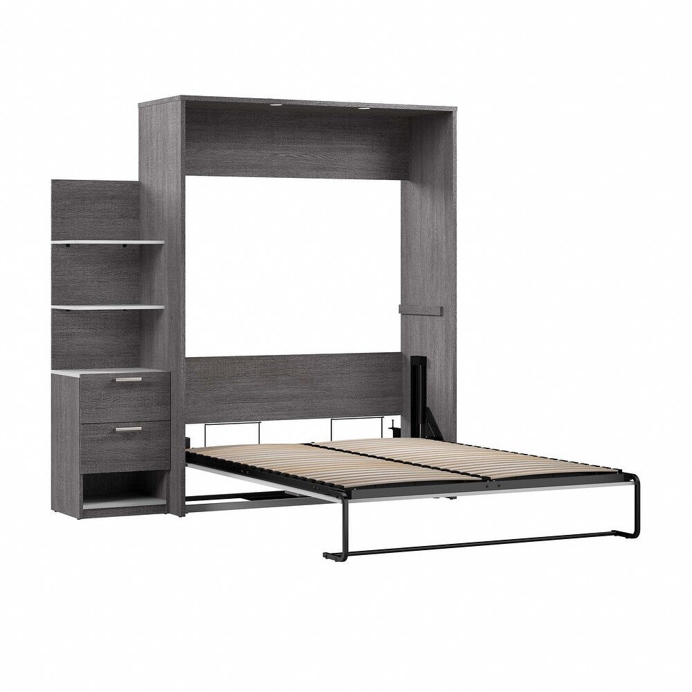 Cielo Queen Murphy Bed with Floating Shelves by Bestar