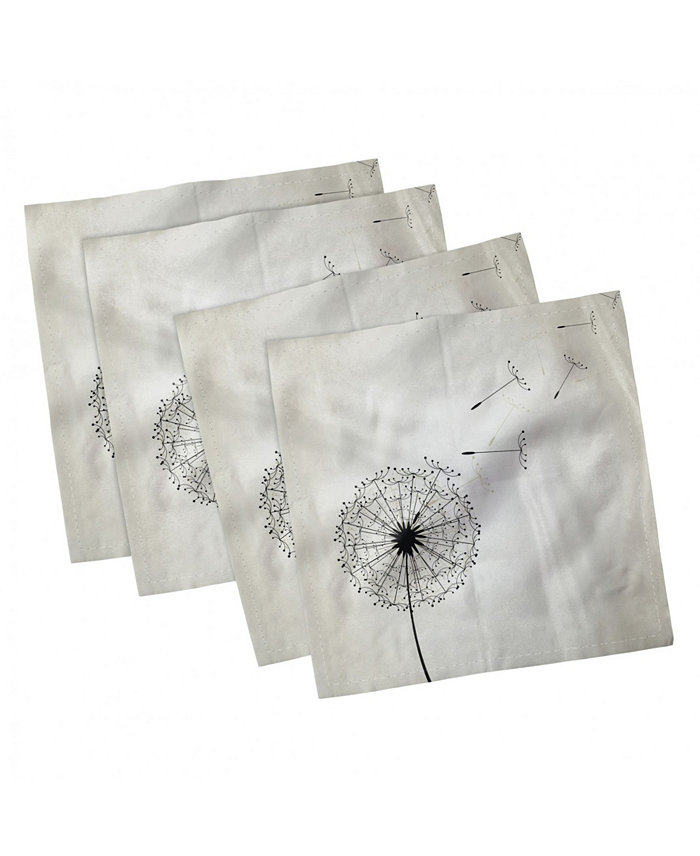 Ambesonne Dandelion Set of 4 Napkins 12 x 12