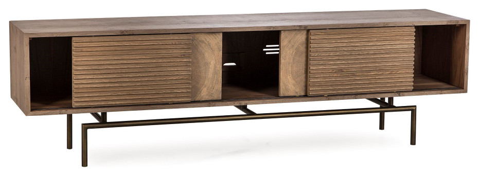 Oak Sliding Doors Media Unit  Andrew Martin Blaine   Industrial   Media Cabinets   by Oroa   Distinctive Furniture  Houzz