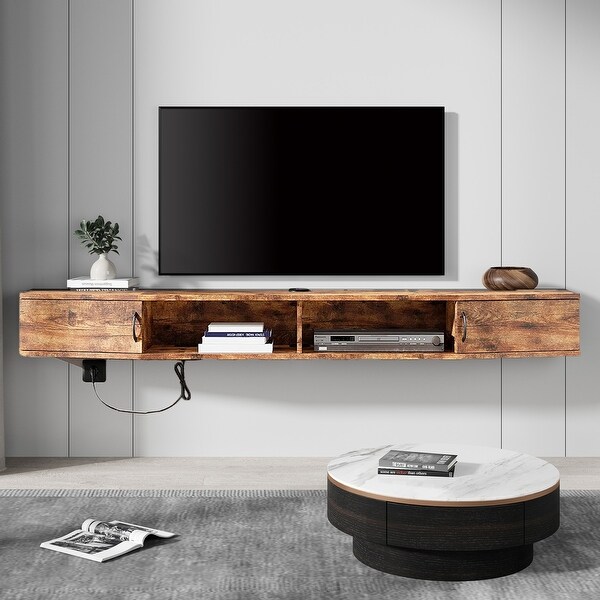 Fitueyes 70'' Floating TV Stand Wall Mounted TV Shelf Media Console